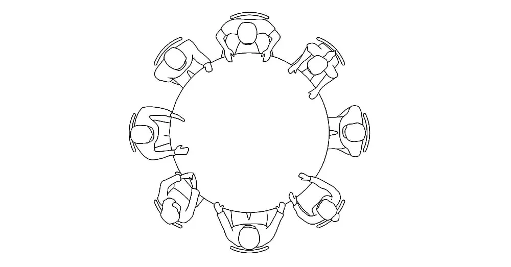 Round Dining Table CAD Block – Free DWG 2D Plan and Elevation