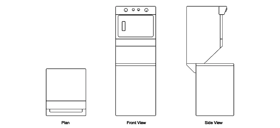 Stacked Washer and Dryer CAD Block – Free DWG 2D Plan and Elevation